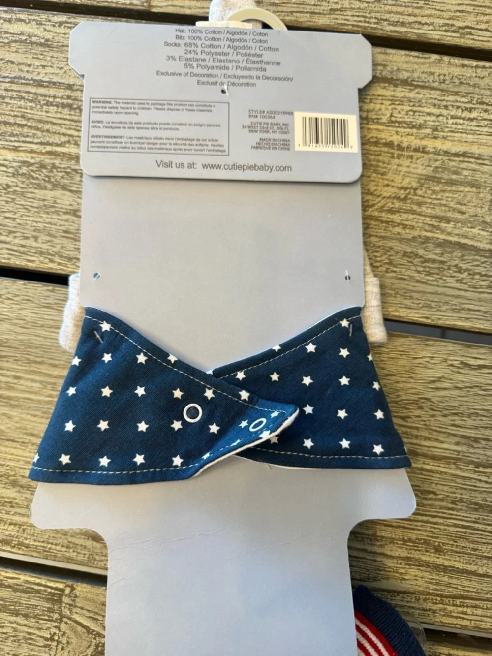 Babies 3-Piece 1st 4th July Celebration Hat, Bib & Booties Set - Gray, Navy, Red